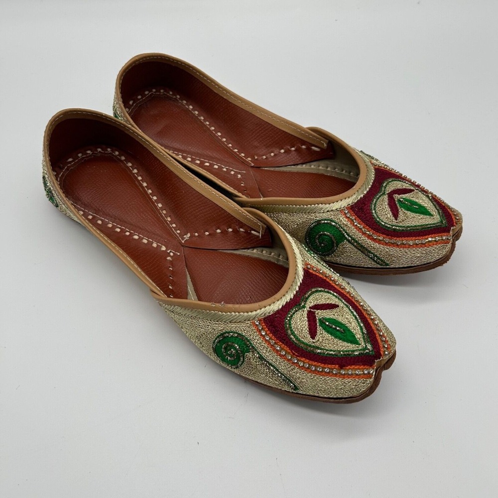 Handcrafted Punjabi Jutti Khussa Mojari Beaded Flat Shoes Size 7 Jutti size‎ 4